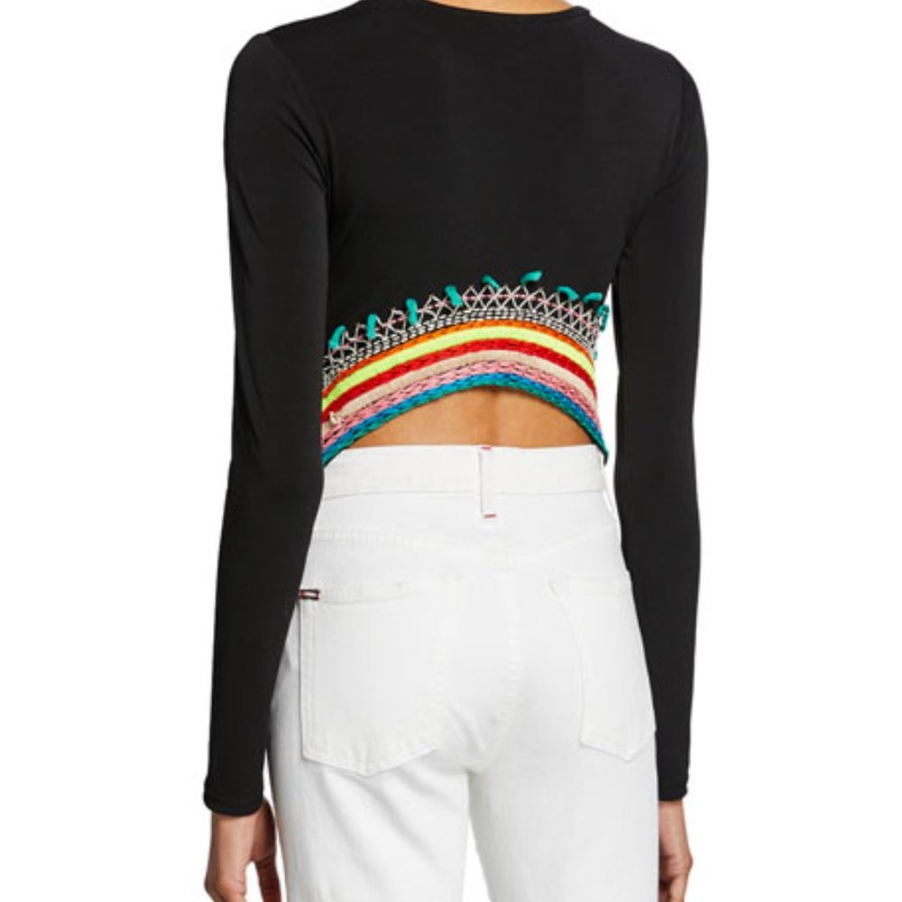 Alice + Olivia Delaina Embroidered Crop Top